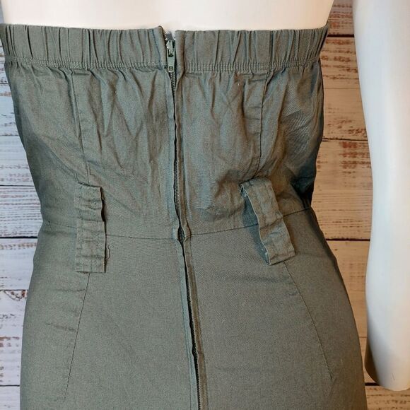 Womans Le Chateau Military Green Collared, Sleeveless Dress - Picture 4 of 12